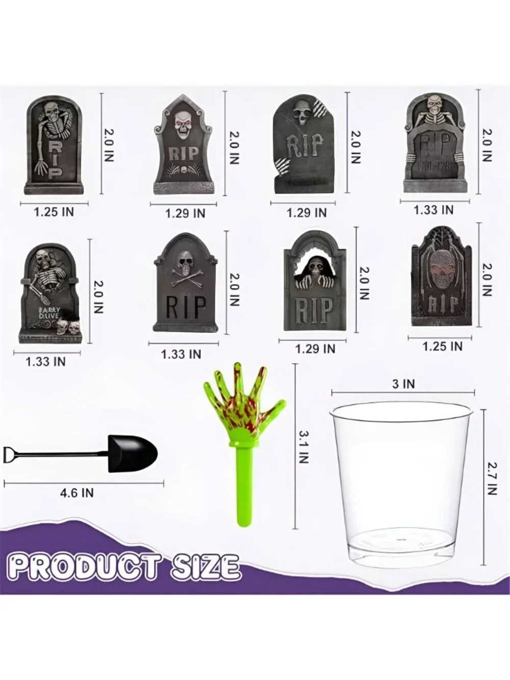96PCS Halloween Cups Decoration Kit Spooky Graveyard Theme Party Supplies